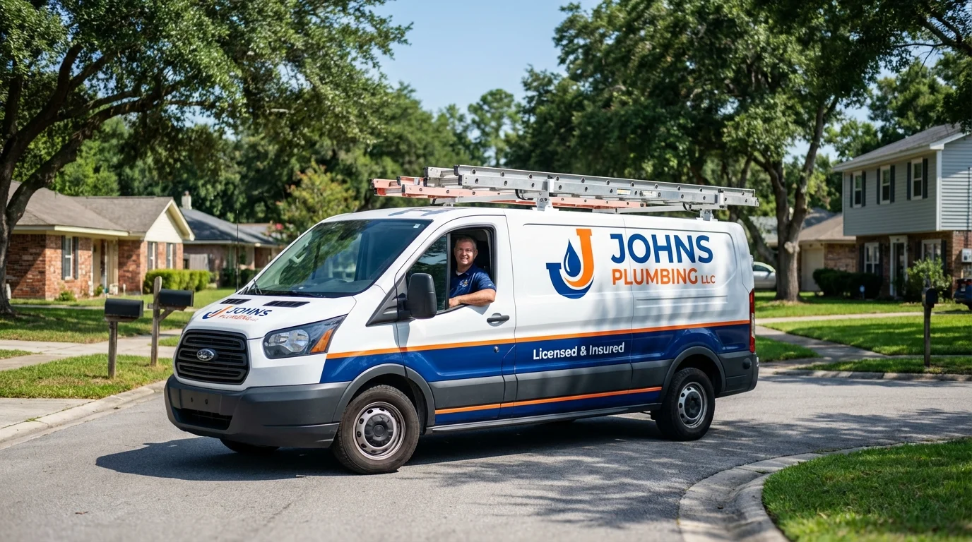 Johns Plumbing LLC service van in Auburn Hills, MI