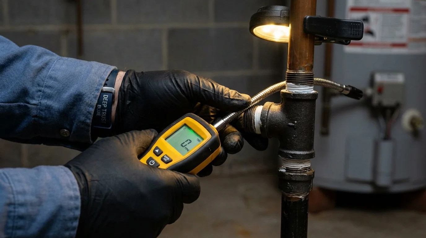 Gas leak detection with electronic sniffer by Johns Plumbing LLC in Auburn Hills